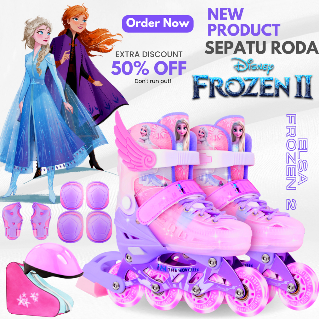 Jual Sepatu Roda anak perempuan / Inline skate Karakter Frozen 100% ...