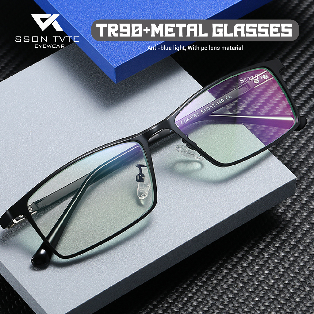 Jual SSON TVTE Kacamata Kotak Premium Bisnis Style Titanium Pria Wanita ...