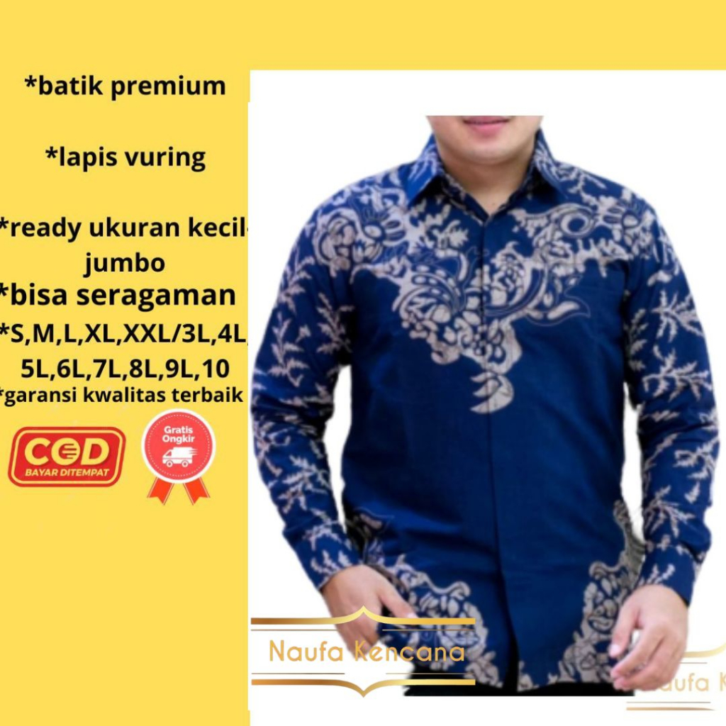 Jual Kemeja Batik Pria Lengan Panjang Premium Baju Batik Pria Jumbo K072 NAUFAKENCANA Shopee