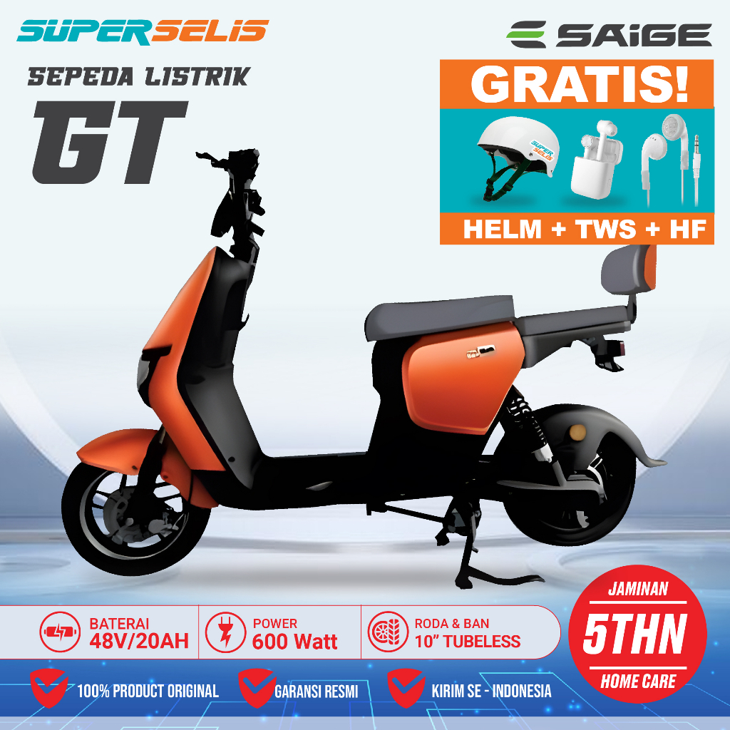 Jual Sepeda Listrik Saige Gt V Ah V Ah Selis Garansi Resmi Shopee Indonesia