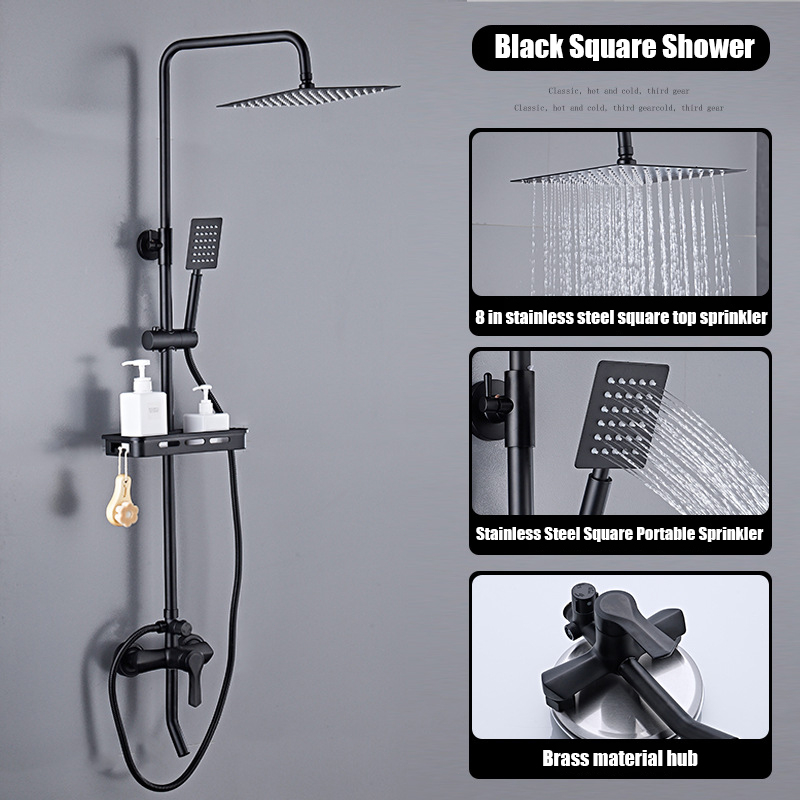 Jual REAIM Shower Kamar Mandi 3 Dalam 1 Set Keran Double Black Gold ...
