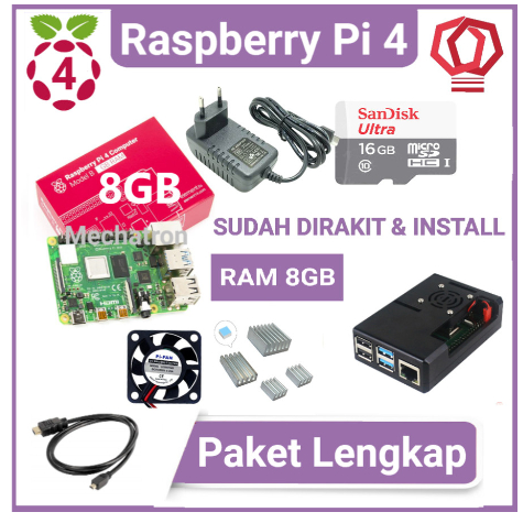 Jual Raspberry Pi 4 Model B 8GB Paket Lengkap Siap Pakai UK Pi4 8 GB ...