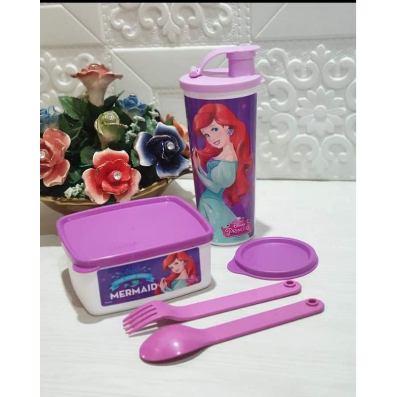 Jual Promo set tupperware anak lunch box set cewek perempuan gambar ...