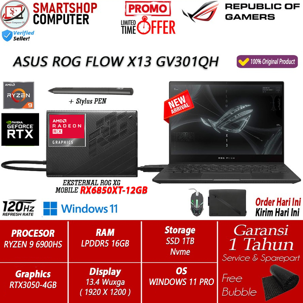 Jual Laptop Gaming Asus ROG Flow X13 GV301RC AMD Ryzen 9 6900HS 16GB ...