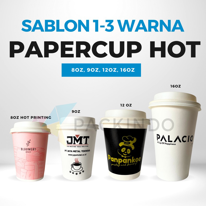 Jual Sablon Paper Cup Hot 8 oz, 9 oz, 12 oz, 16 oz 1-3 Warna | Shopee ...