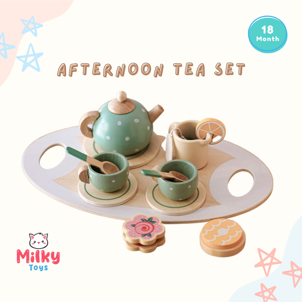 Jual MILKY Wooden afternoon tea set mainan kayu edukasi anak | Shopee ...