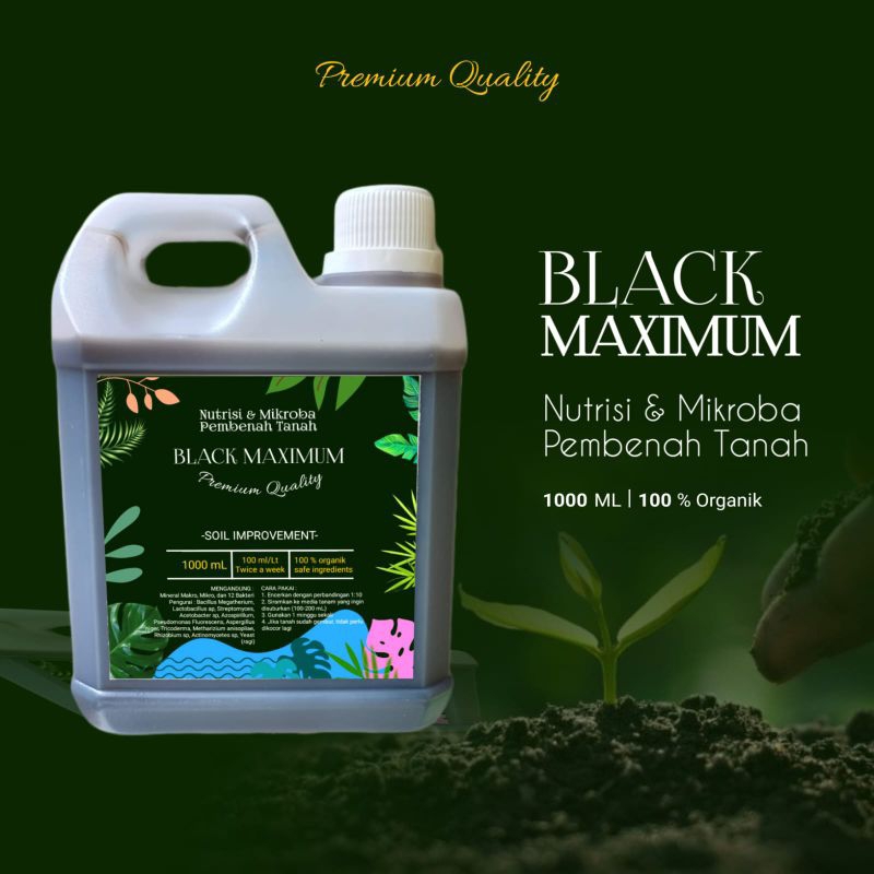 Pupuk cair penggembur tanah 1 liter Black maximum untuk tanaman buah sayur padi dan lain nya termurah