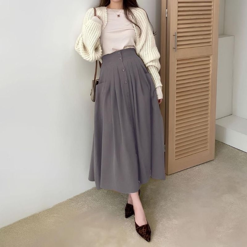 Jual ROK WANITA KOREAN STYLE BAHAN TWILL COMBED PREMIUM | Shopee Indonesia