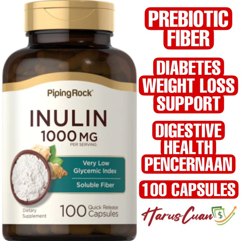 Jual Piping Rock Inulin 1000 mg 100 Capsules Prebiotic Probiotic Fiber