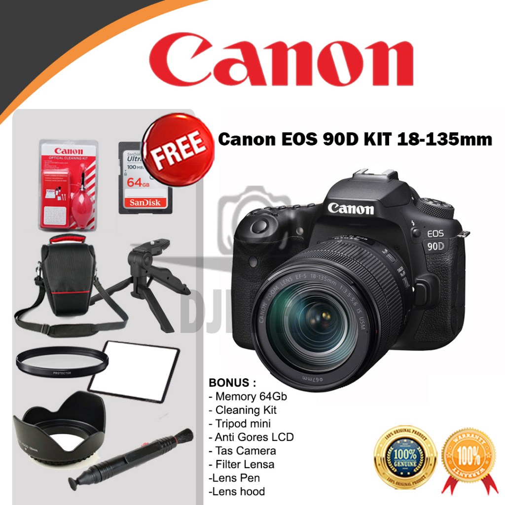 Jual Canon EOS 90D Kit 18-135mm IS NANO USM / Canon 90D Body / Canon ...