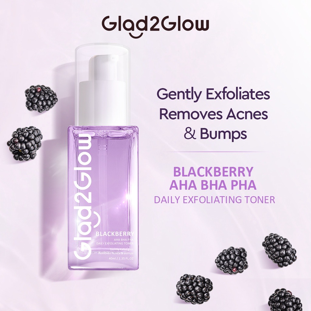 Jual (BPOM)Glad2Glow Blackberry AHA BHA PHA Daily Exfoliating Toner