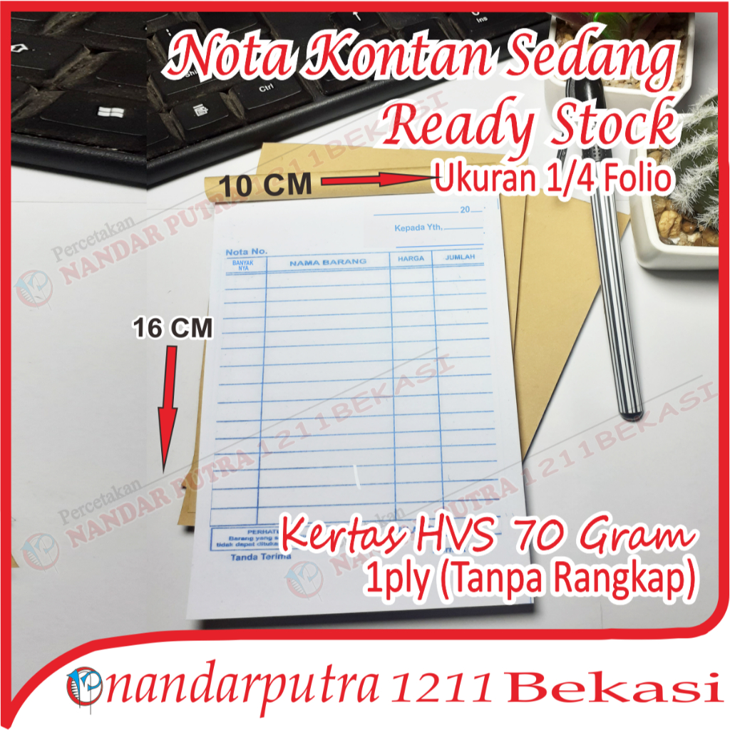 Jual BUKU NOTA KONTAN HVS 1/4 F / NOTA HVS KOSONGAN | Shopee Indonesia