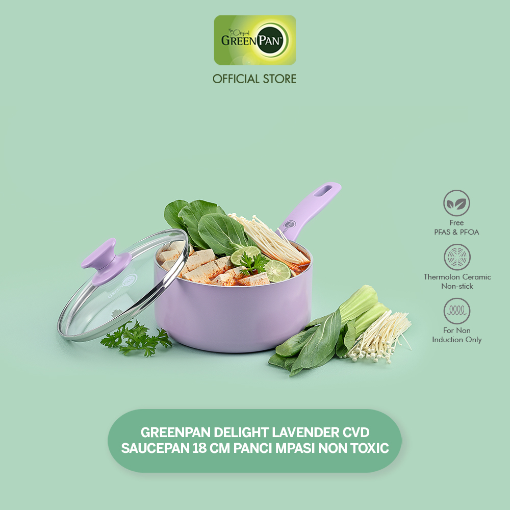 Jual GreenPan Delight Lavender Cvd Saucepan 18 cm Panci MPASI Non Toxic