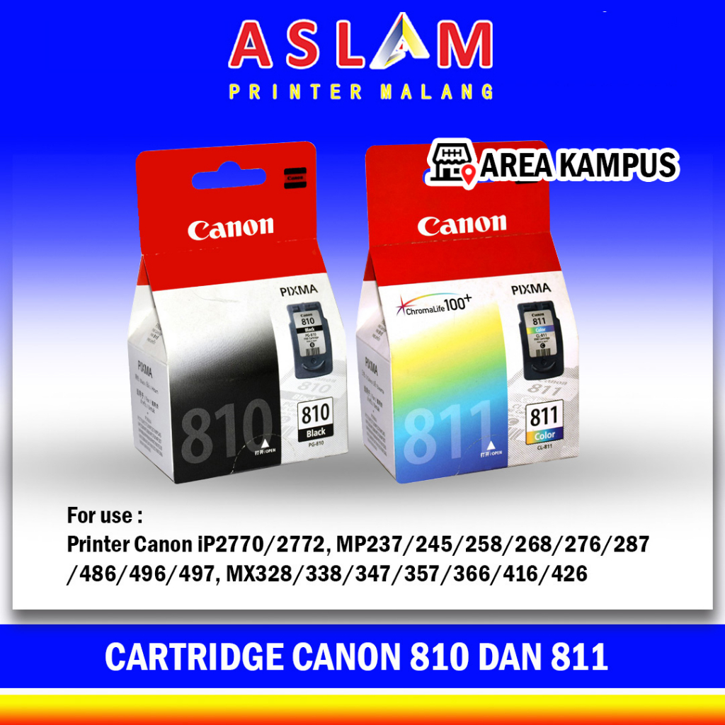 Jual Cartridge canon 810 811 Hitam & warna PG 810 Black CL 811 Color IP