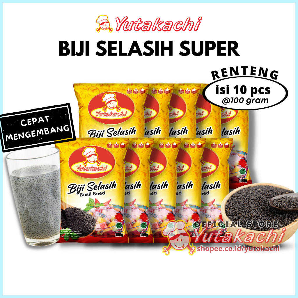 Jual Biji Selasih 1kg Renteng Yutakachi 100g X 10 Bahan Minuman Es