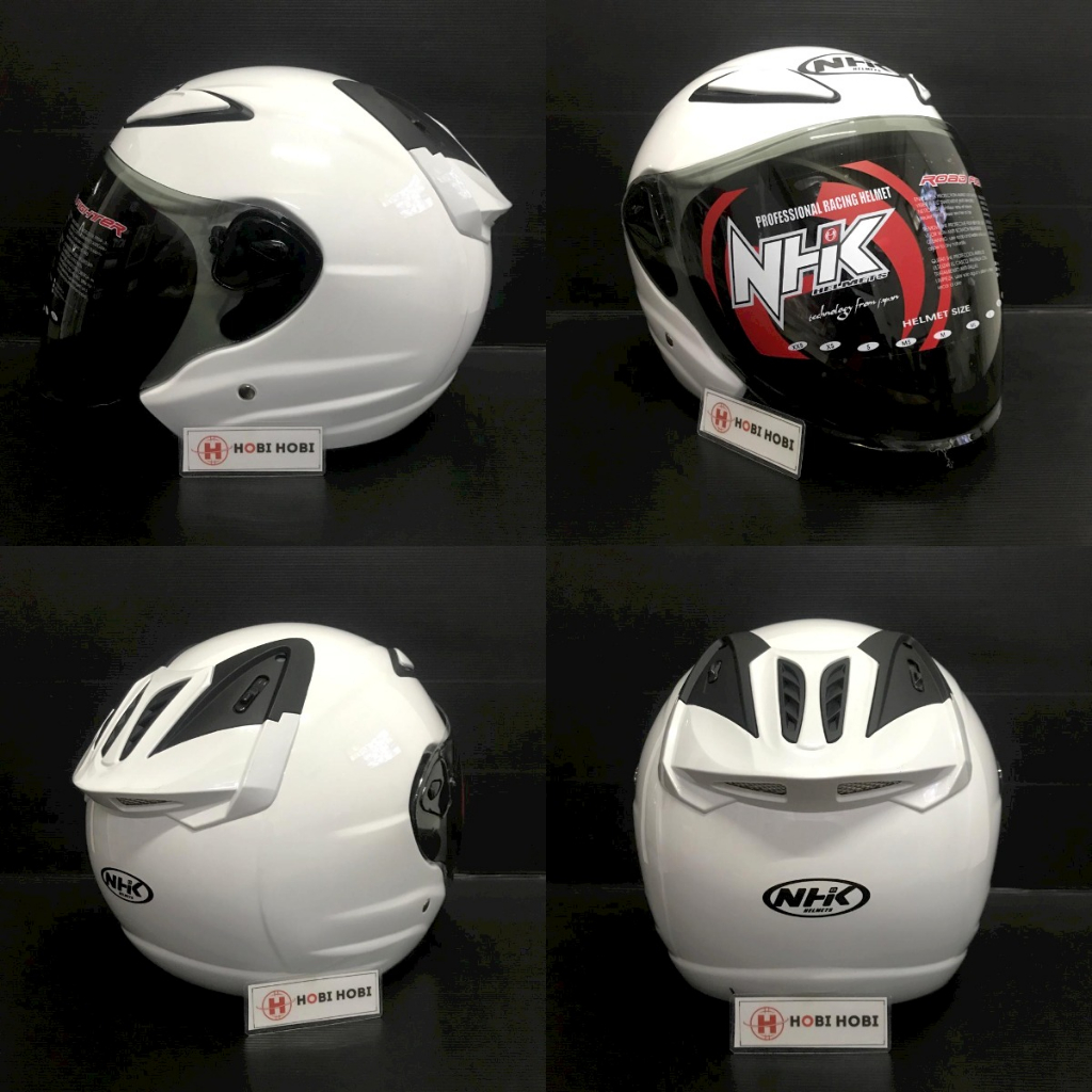 Jual Helm NHK halfface NHK R6 Solid White polos kaca light smoke ...