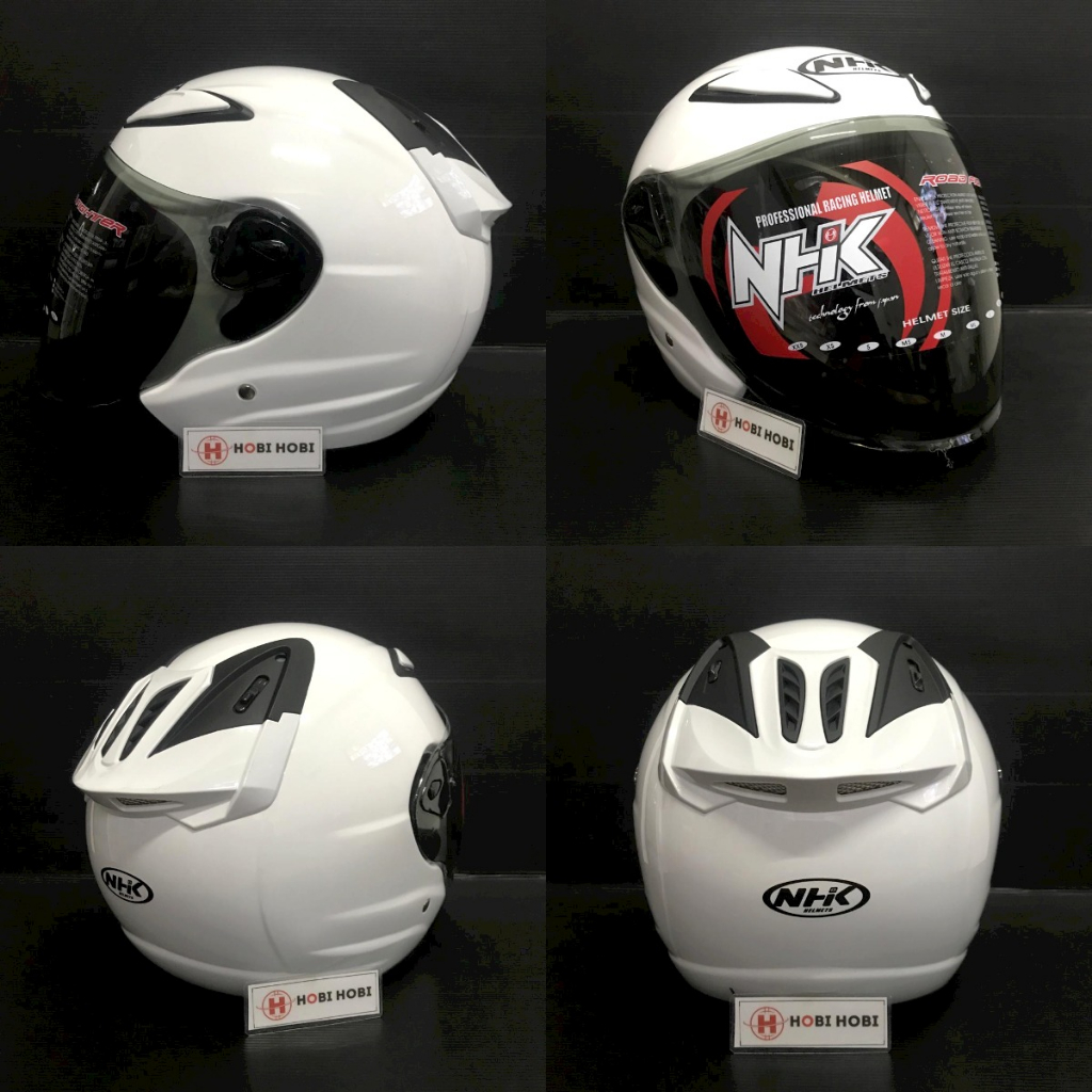 Jual Helm Nhk Halfface Nhk R Solid White Polos Kaca Light Smoke