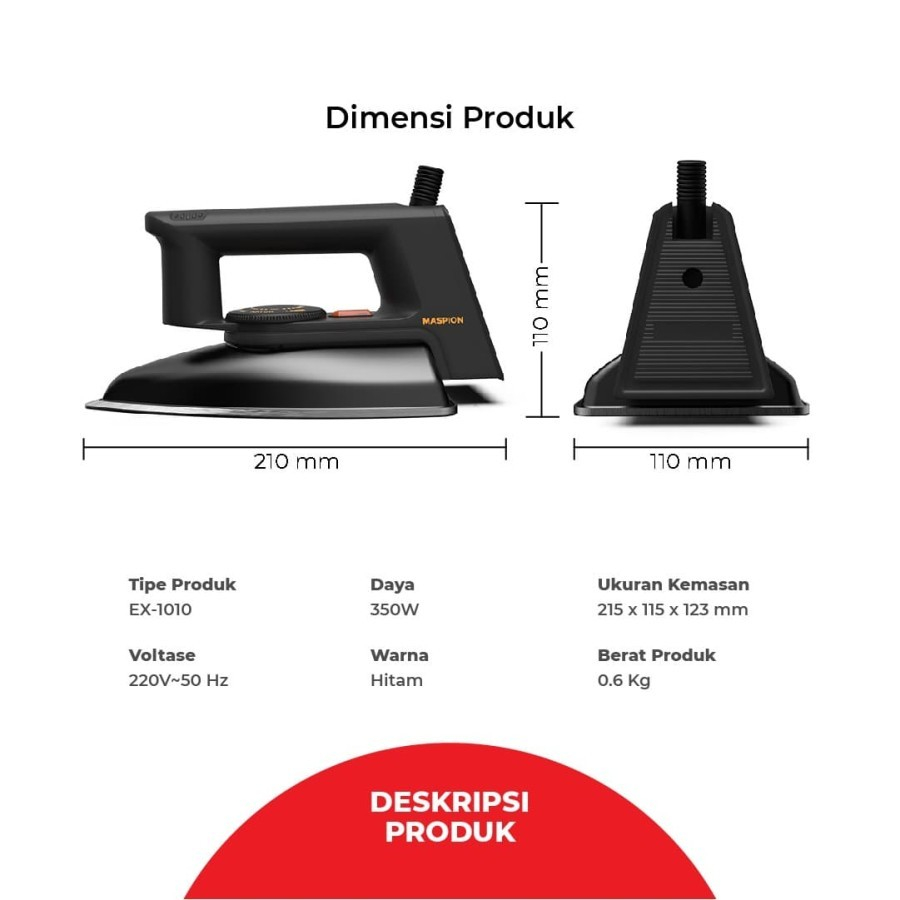 Jual MASPION Setrik/Gosokan Listrik Anti Lengket EX-1010 Blackberry ...
