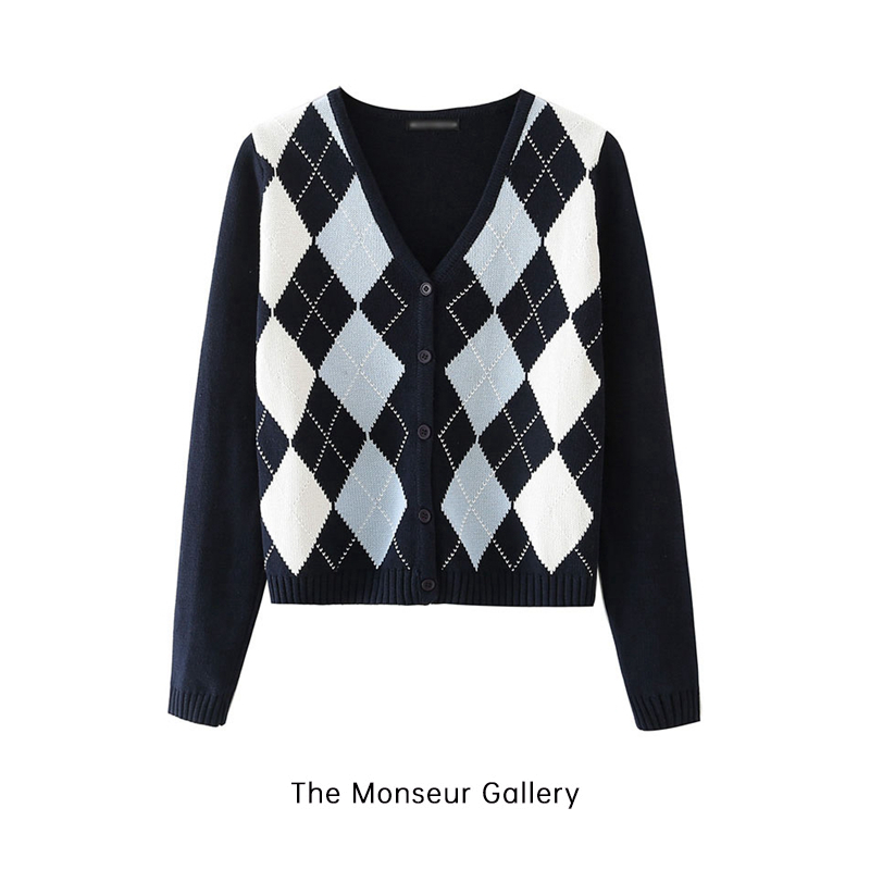 Jual The Monseur Gallery Cardigan Rajut Lengan Panjang Wanita Kotak