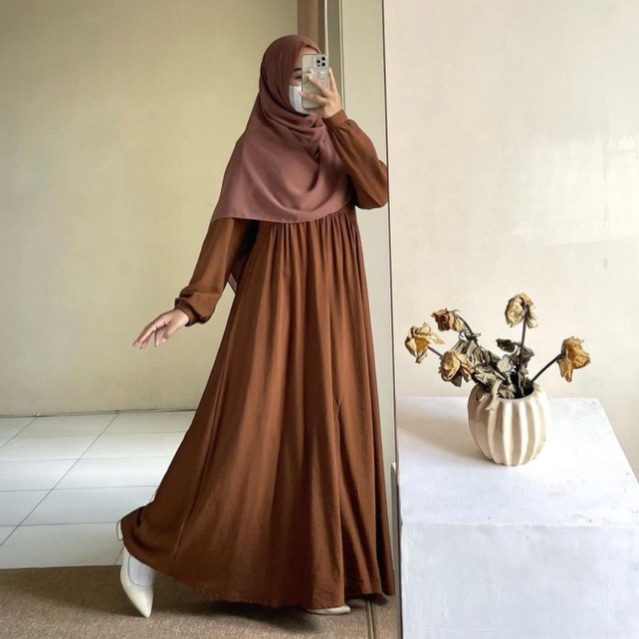 Jual Gamis polos terbaru simpel mewah bahan crinkel airflow | Shopee ...