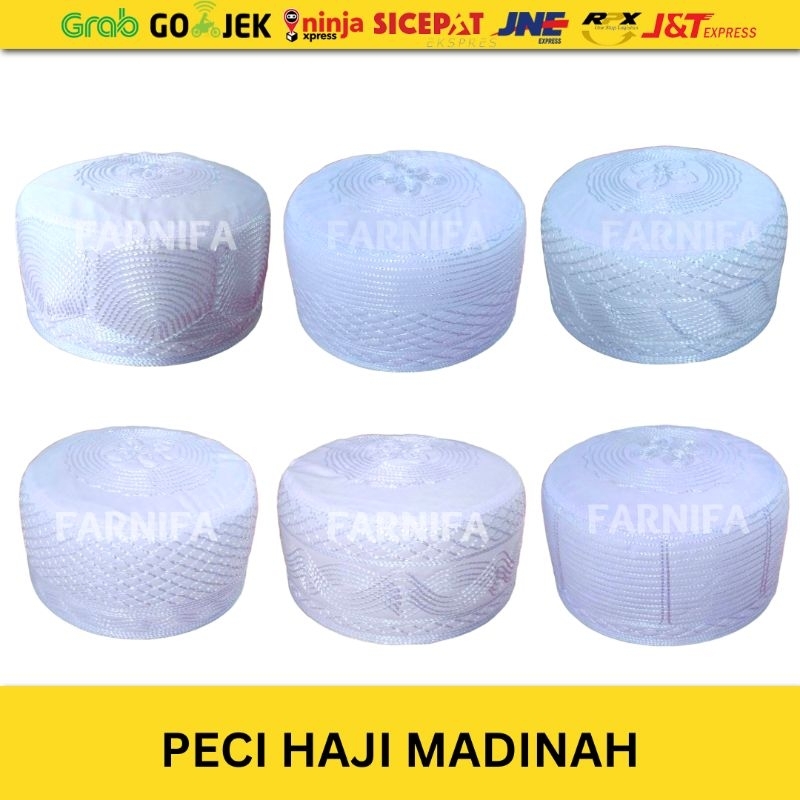Peci Haji Madinah Putih Hitam Termurah Ecer Kopiah Motif Lipat Best Seller