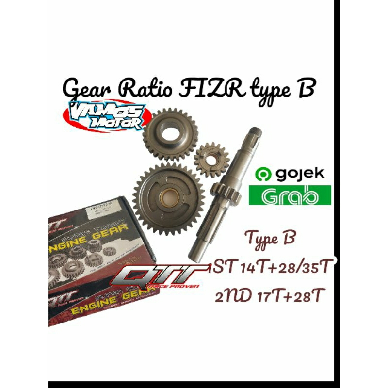 Jual Gear Box Gear Gigi Rasio QTT Fizr Tipe B 1ST 14 28/35 | Shopee ...