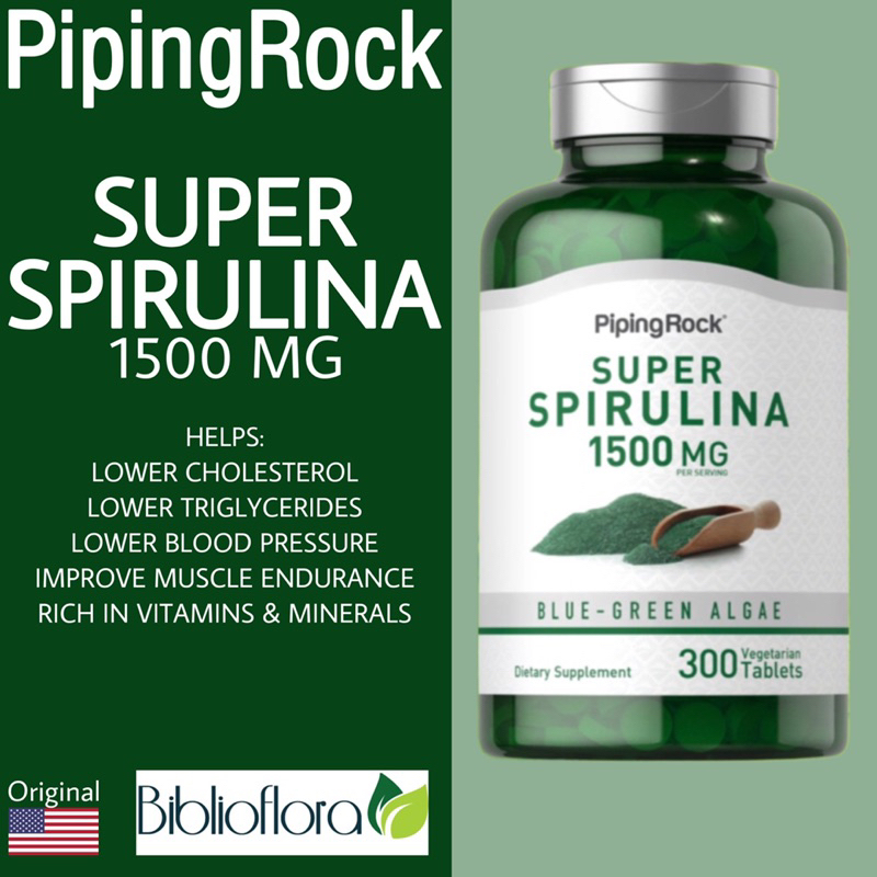 Jual Piping Rock Super Spirulina 1500 mg 300 Tablets Chewables Kunyah Algae Shopee Indonesia