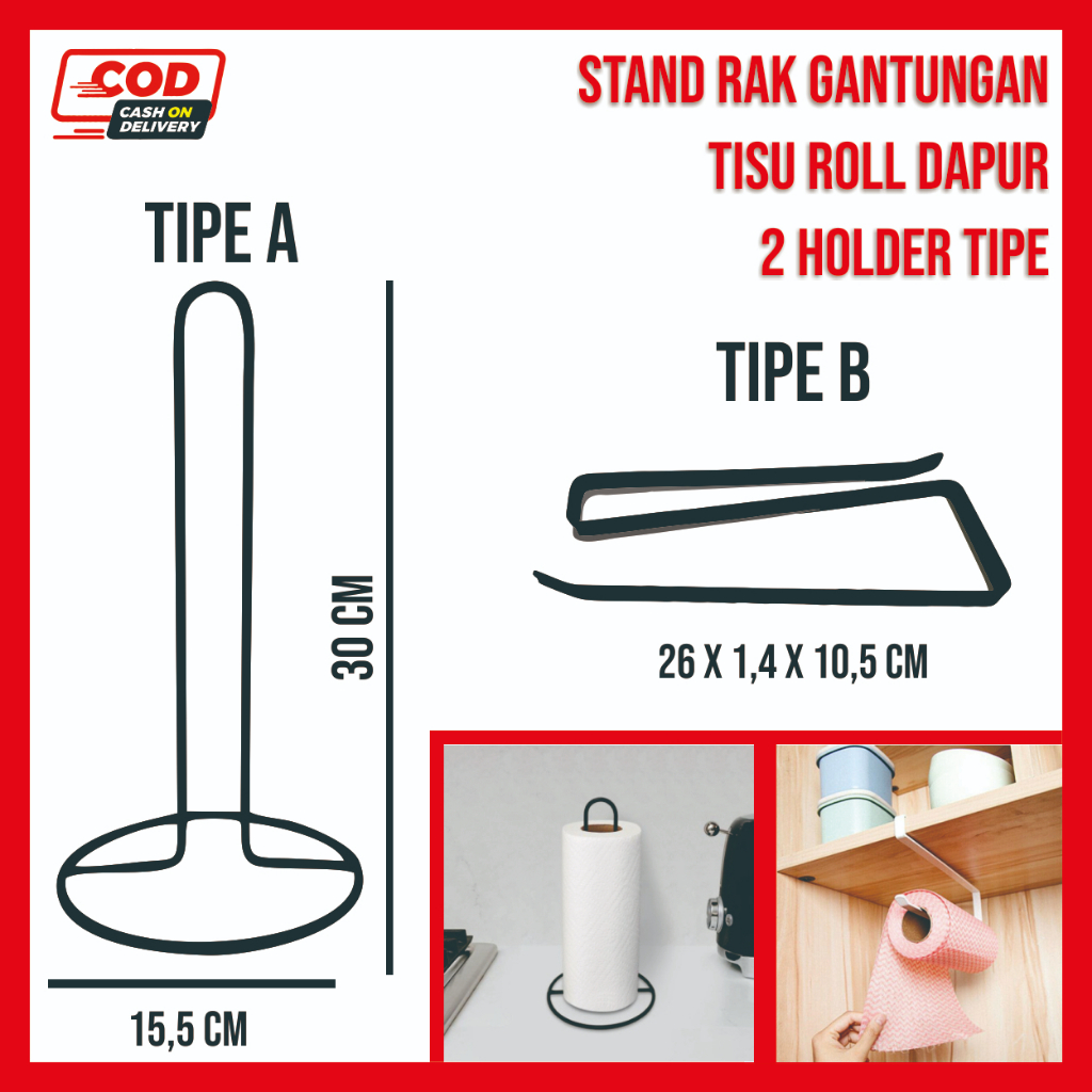 Jual Stand Rak Gantungan Tisu Roll Dapur 2 Holder Tipe | Tempat ...