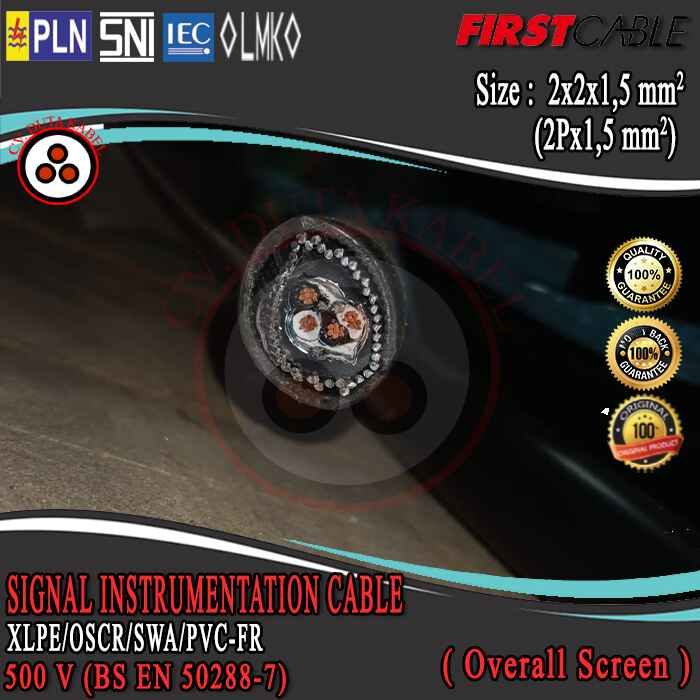 Jual Kabel RE2XRY Cu/XLPE/OSCR/PVC/SWA/PVCFR 2x2x1,5 mm2 (2Px1,5 mm2