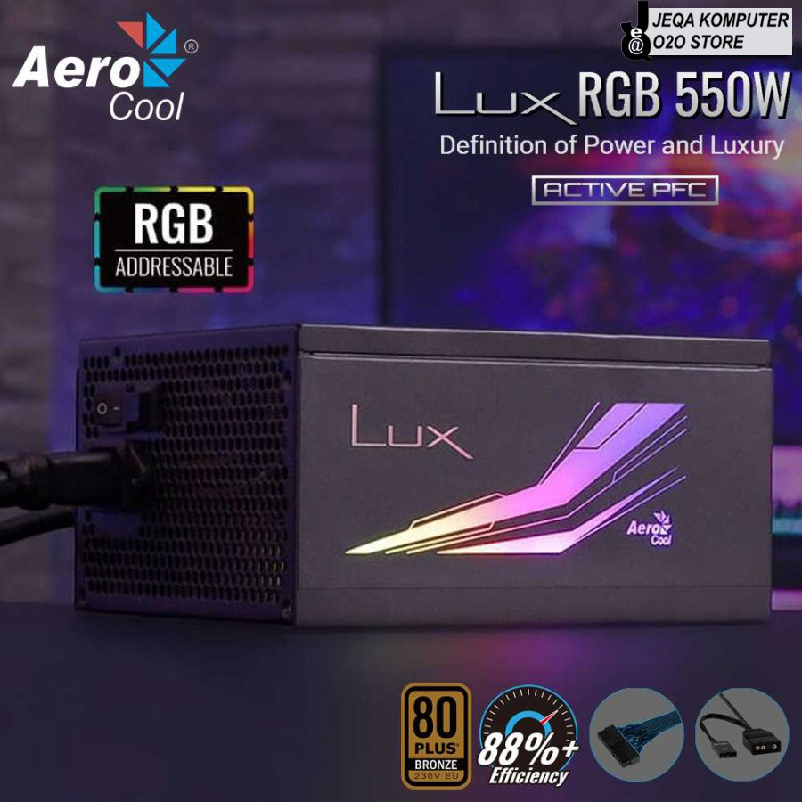 Jual Aerocool Lux 550W RGB Power Supply PC Gaming | Shopee Indonesia