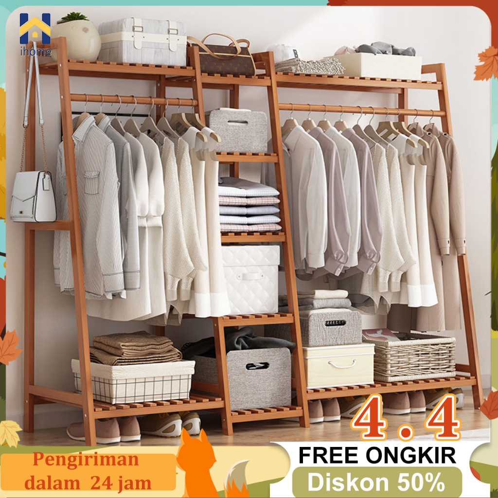 Jual Ih Rak Gantungan Baju Kayu Rak Baju Celana Serbaguna Lemari Pakaian Tanpa Kain Stand Hanger