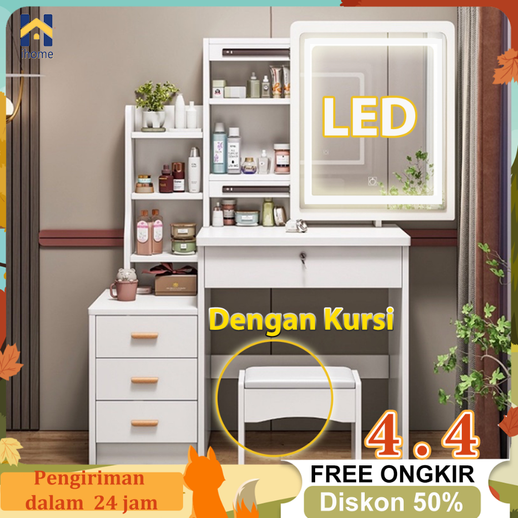 Jual IH Meja Rias Dengan Lampu LED/ 80CM Meja Rias Besar / Meja Rias ...