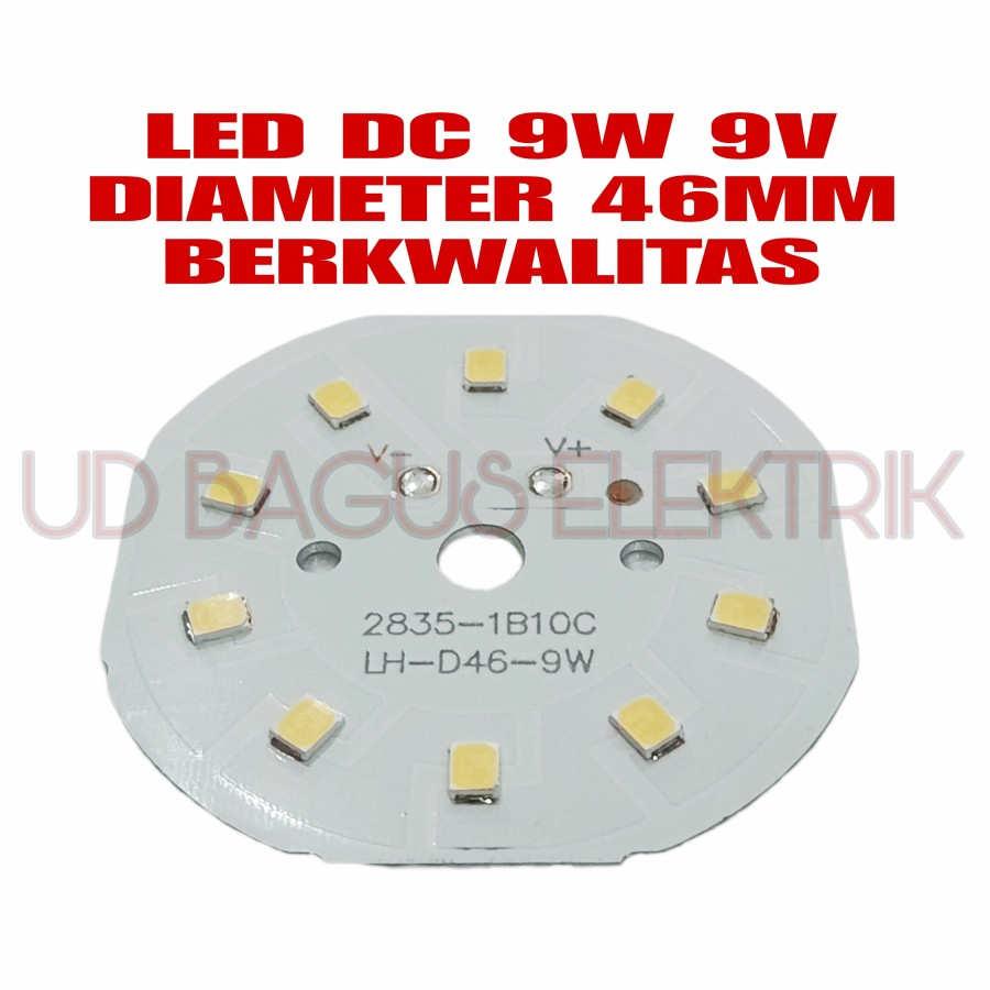 Jual PCB LED DC 9W 9V DIAMETER 46MM BERKWALITAS NYALA SANGAT TERANG ...