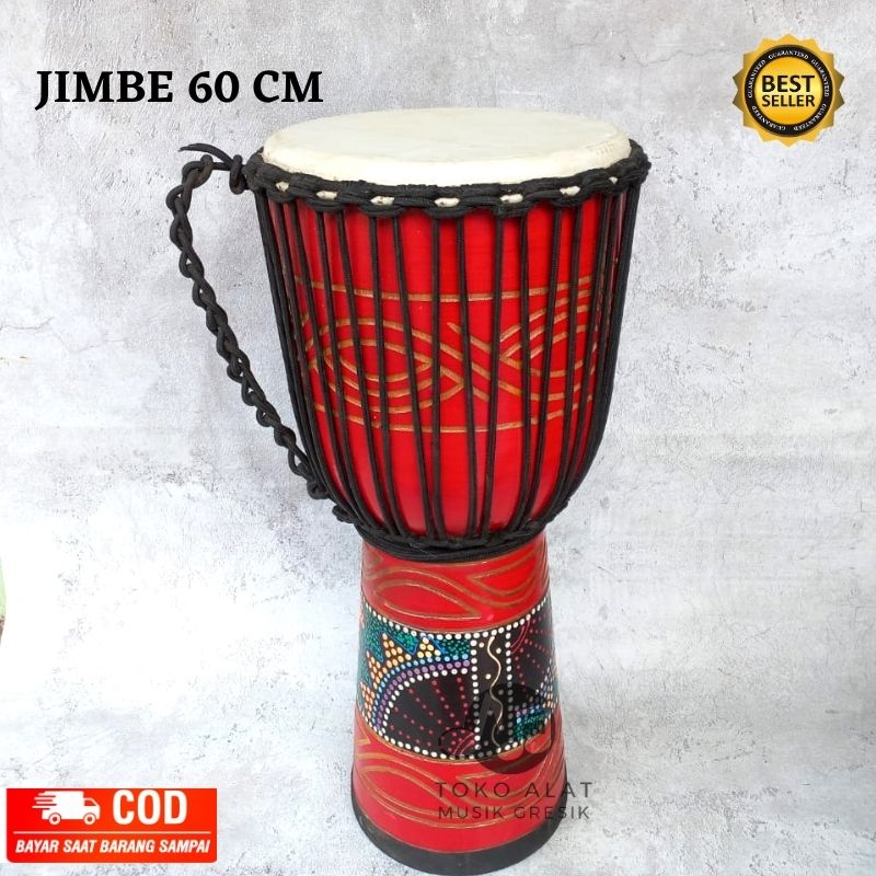 Jual Djimbe Jumbo Kendang Jimbe Reggae Tinggi 60cm Kulit Asli Motif ...