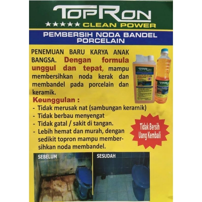 Jual Topron power clean pembersih kerak keramik original 1L | Shopee ...