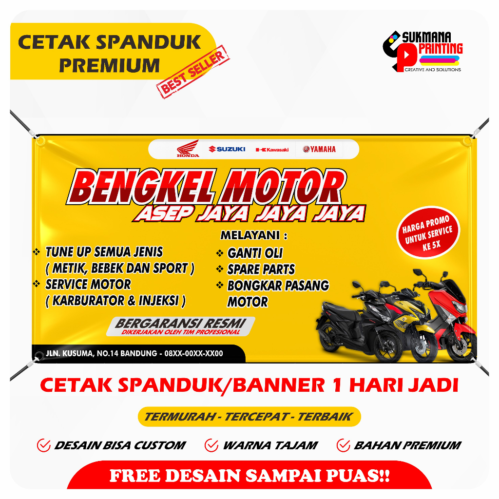 Jual SPANDUK BENGKEL MOTOR BANNER BENGKEL MOTOR DESAIN PREMIUM TERBARU