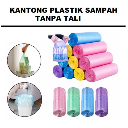 Jual Kantong Sampah Plastik Gulung Roll 15 Lembar Ukuran 45x50cm Dengan Tali Pengikat Tas 7549
