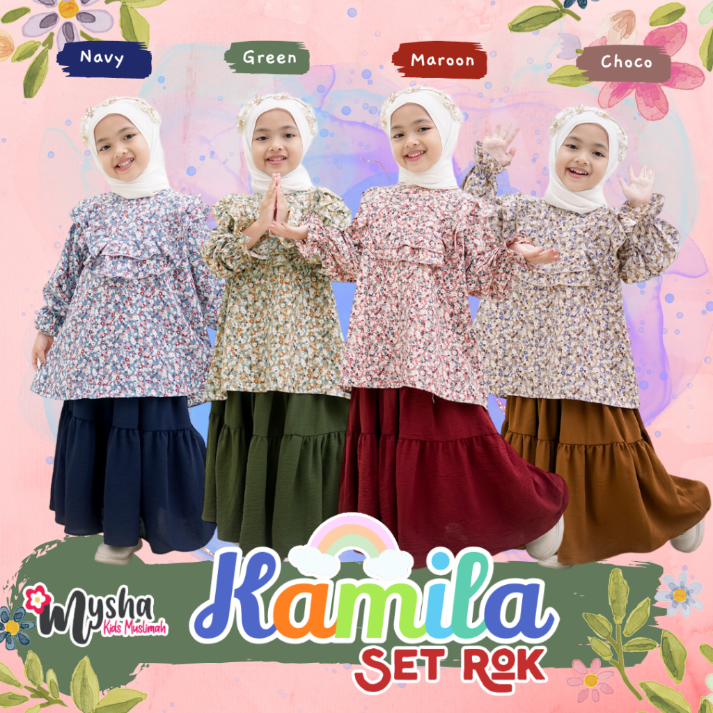 Jual Mysha Kids Muslimah - Setelan Rok Perempuan Oneset Rok Anak KAMILA ...