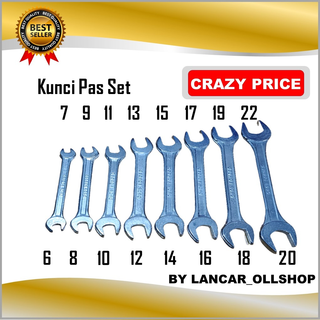 Jual Kunci Pas Set 8 Pcs 6 mm - 22 mm / Kunci Pas Kombinasi 1 Set ...