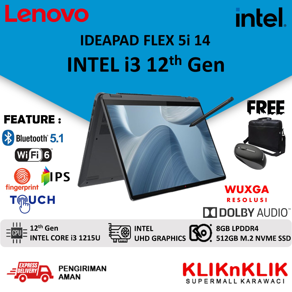 Jual LAPTOP MURAH BARU LENOVO IDEAPAD FLEX 14 CORE I3 GEN 12 8GB