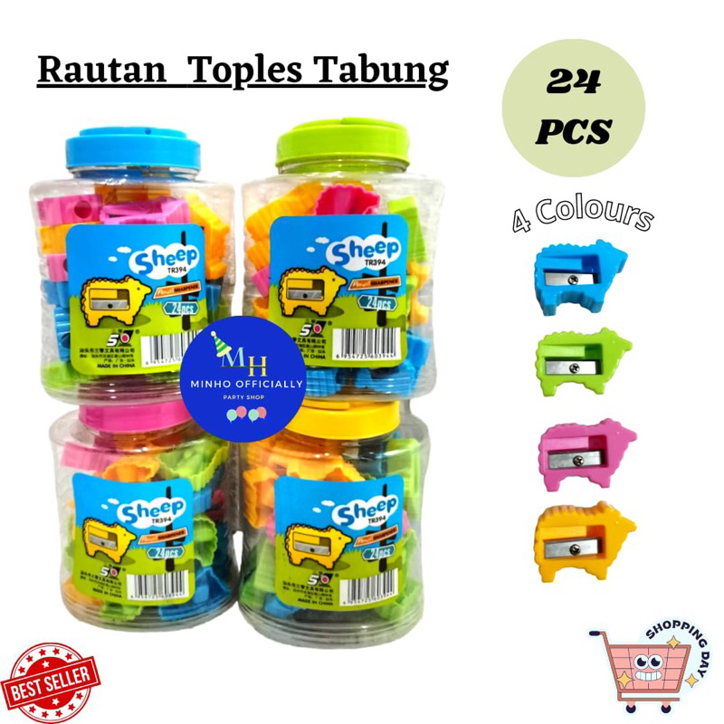 Jual Rautan Pensil Toples Tabung Serutan Pensil Toples Isi 24pcs