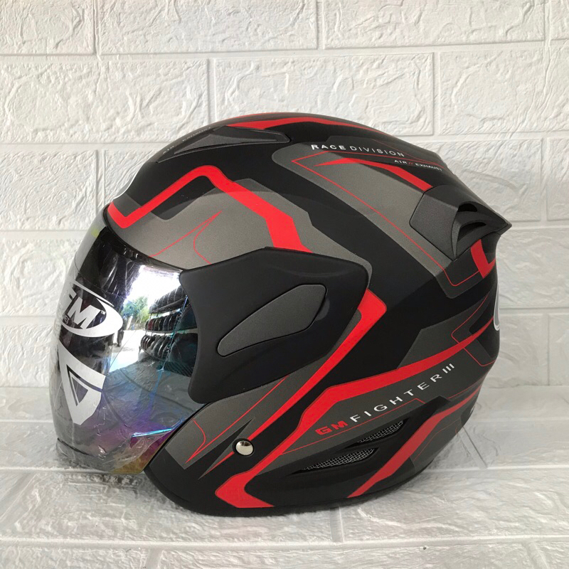 Jual Helm Gm Fighter Gv Yellow Doff Black Silver Doff Vender Black Red Doff Shopee Indonesia