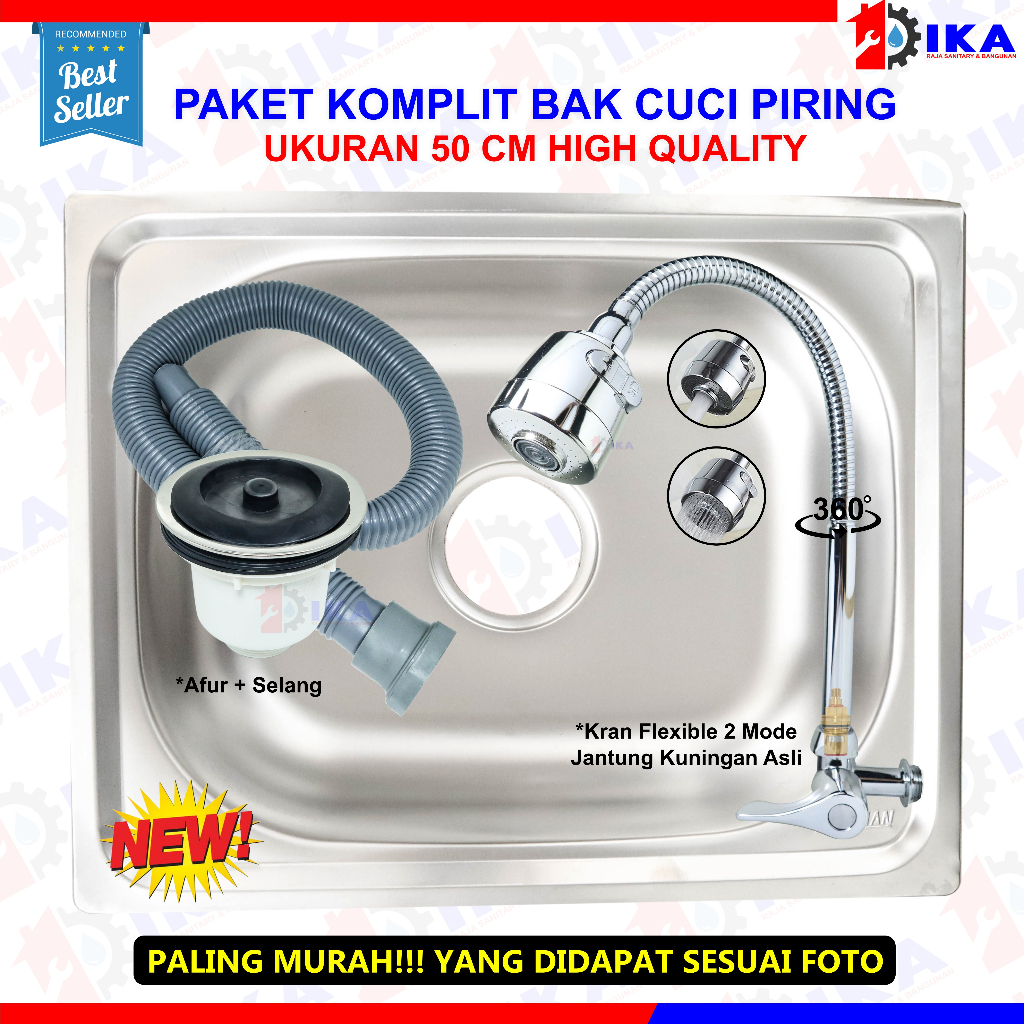 Jual Bak Cuci Piring Stainless 50cm (PAKET MURAH LENGKAP) Bak Cuci ...