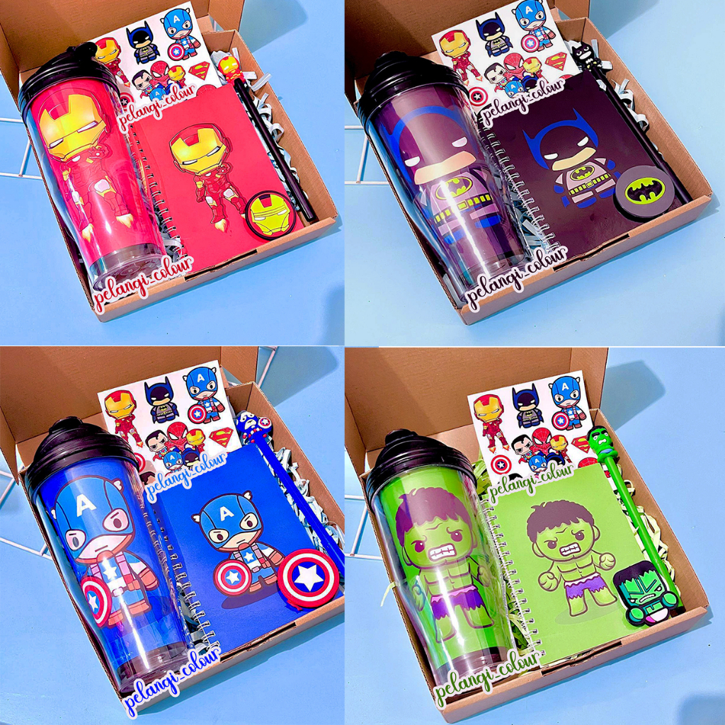 Jual Paket Box Hampers Super Hero Hulk/ Paket Kado Spiderman Iron Man ...