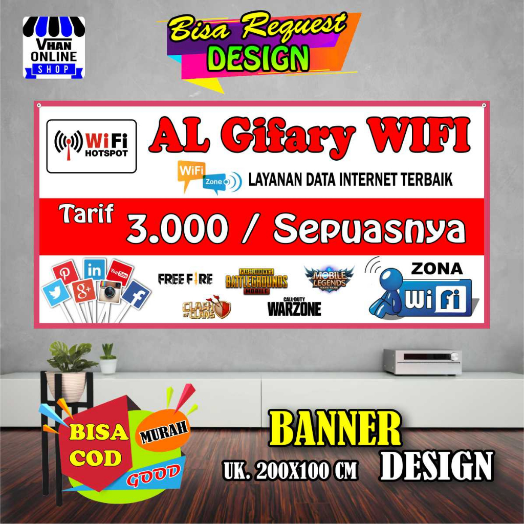 Jual Spanduk Banner Jualan Voucher Wifi, Konter, Keren Murah B | Shopee ...