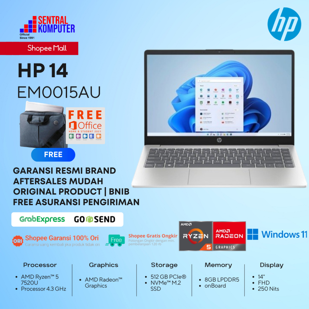 Jual Laptop Hp 14s Ryzen 5 7520u 8gb 512gb Win11 Ohs Shopee Indonesia 6582