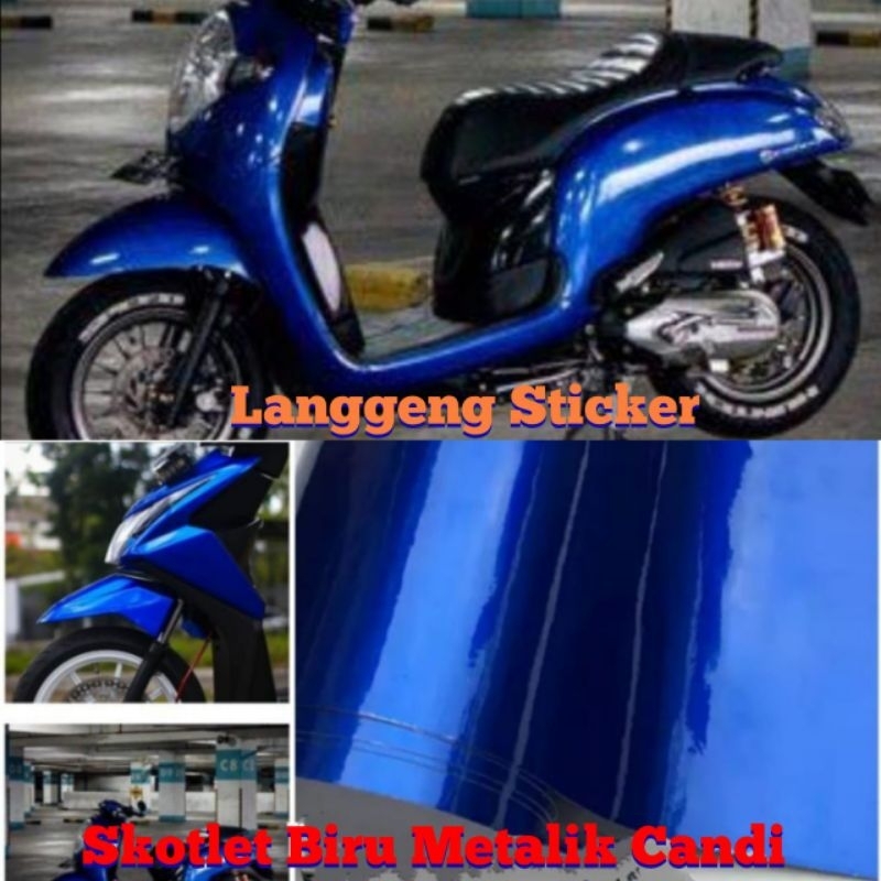 Jual Stiker Skotlet Motor Warna Biru Metalik Candy Sticker Sotlite Biru