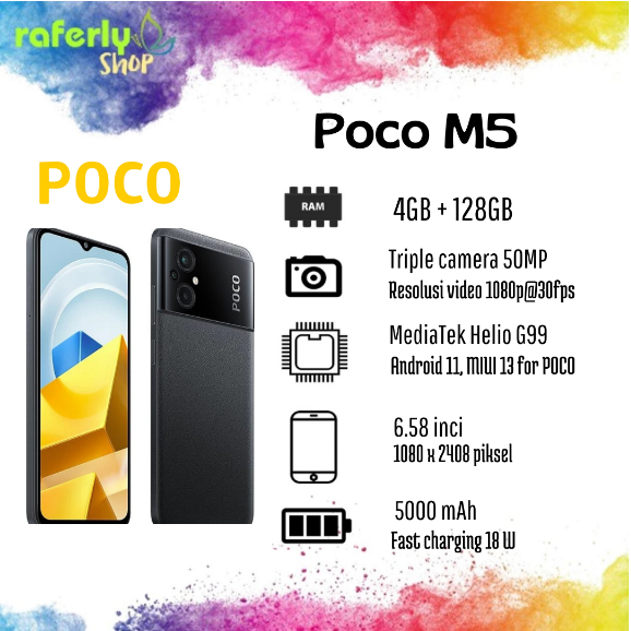 Jual XIAOMI POCO M5 4/128GB dan 4/64GB BLACK GARANSI RESMI XIAOMI ORI ...