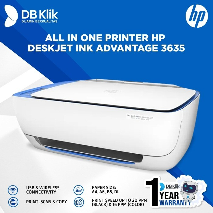 Jual Printer HP 3635 Wireless - HP DeskJet Ink Advantage 3635 All in ...