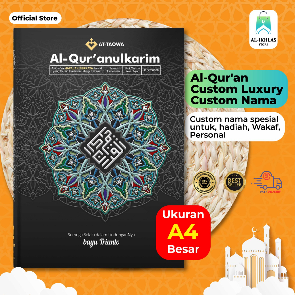 Jual Al Quran BESAR Attaqwa Desain LUXURY Ukuran A4 Gratis Cetak Nama ...